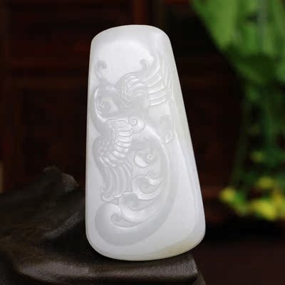 玉雕名家张寿宴作品 新疆和田玉籽料白玉 凤凰挂件 玉牌 64.3克