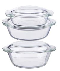 高品质高硼硅耐热玻璃碗、微波炉烤箱专用玻璃餐具、玻璃煲三件套