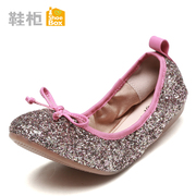 Shoebox shoe fall 2015 the new sweet and super soft shoes low heels flat shoes with bow light cone