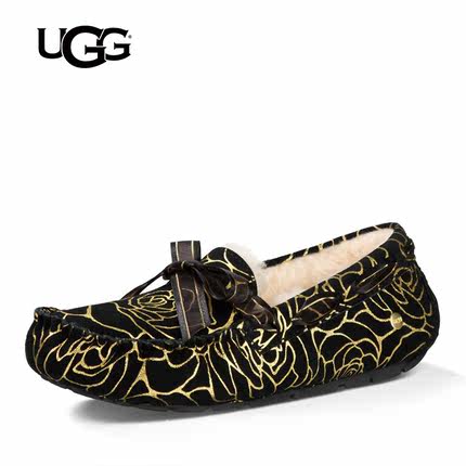 UGG女士平跟淺口豆豆鞋蝴蝶花印花鞋面休閑鞋 1009168 - 524429879610