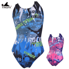 2015年最新款英发女款专业竞赛训练型优质印花连体三角游泳衣Y945