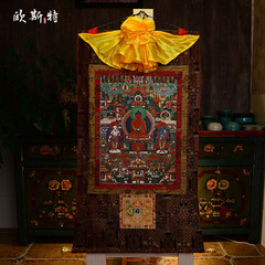 西藏佛教用品纯棉布装裱挂画纯天然矿物颜料画心极乐世界唐卡佛像