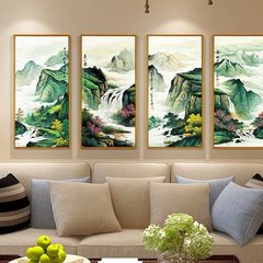 现代客厅山水风景装饰画新中式玄关过道壁画沙发背景墙三联挂画