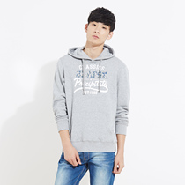 美特斯邦威2015秋装新款男学院字体印花针织连帽衫吊牌价199元