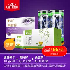 宝桑园蚕桑美食套餐桑茗茶4g*18包 桑眸眸120g 桑椹果干100g*2筒