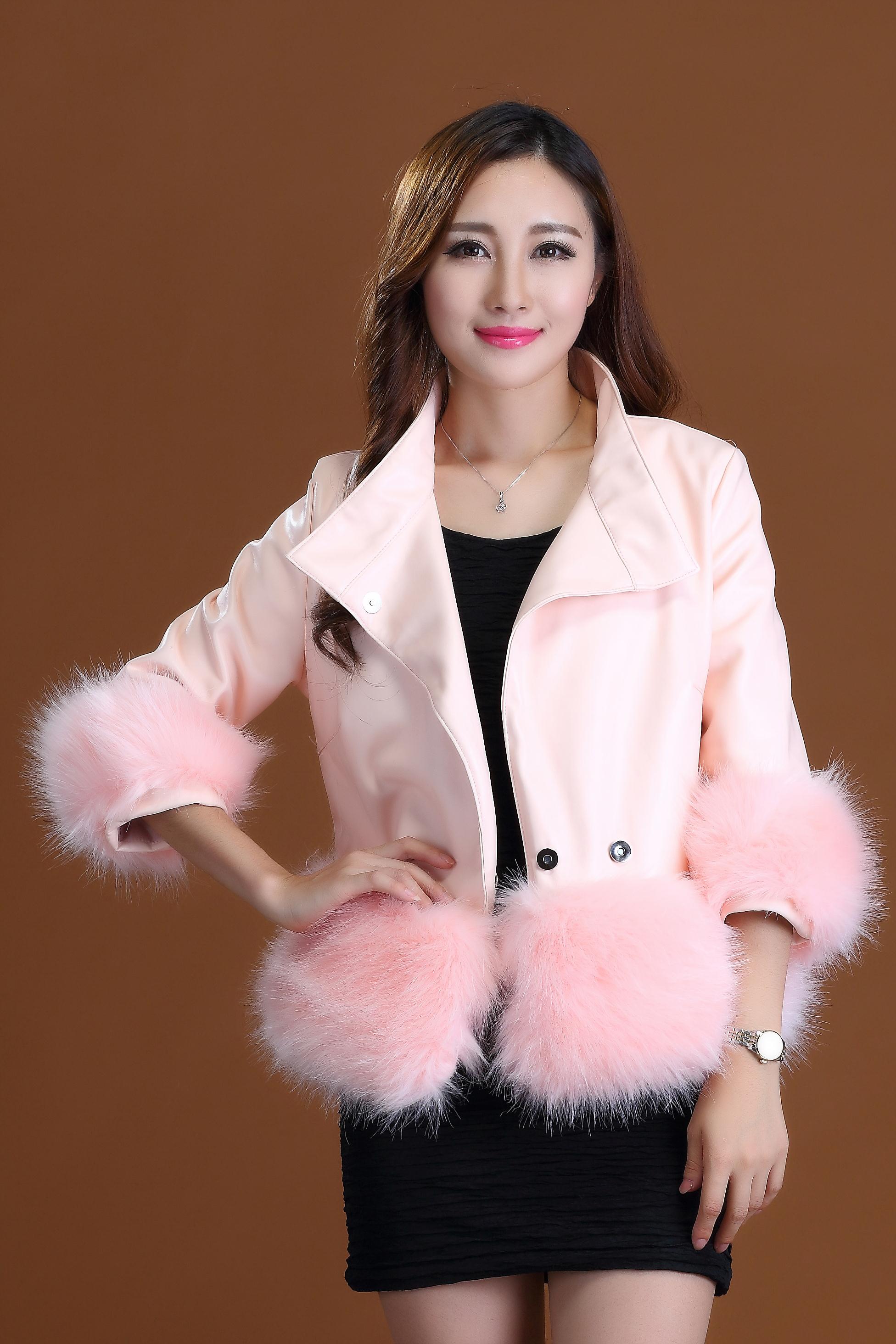 皮草外套短款女七分袖