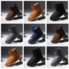 冬季英伦韩版潮雪地靴男士防滑情侣棉鞋加绒女款短筒棉靴保暖加厚