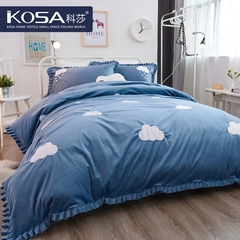 科莎北欧简约纯色宝宝绒云朵法莱绒1.8/2.0m双人床上用品床单被套