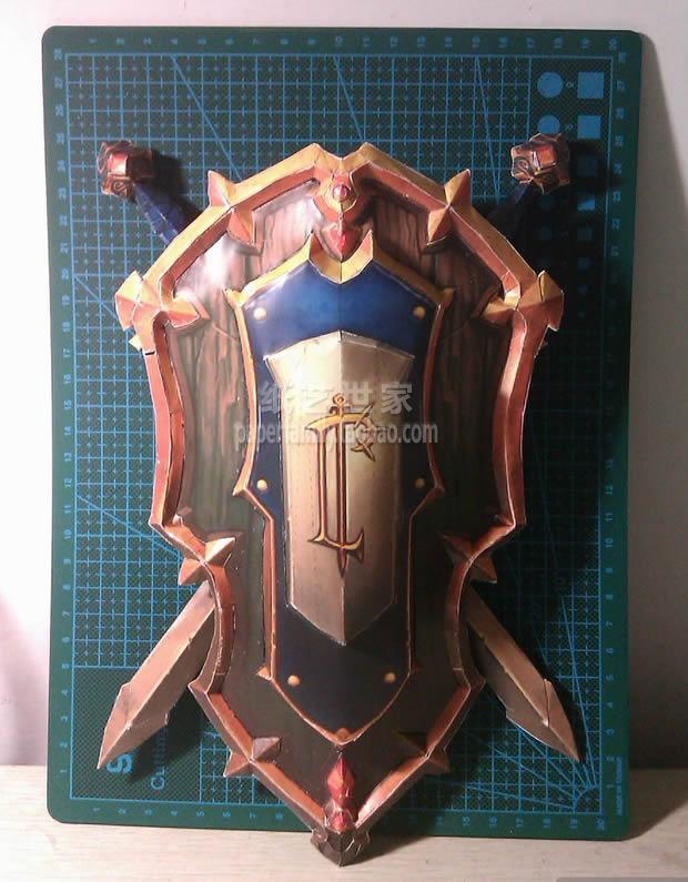 需自己做 洛丹伦纹章盾3d纸模型 高150厘米徽记盾牌魔兽世界70028