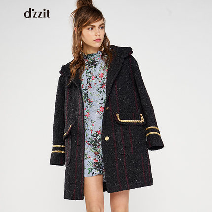 dzzit地素 2017春专柜新款 学院风中长款大衣 3a1g301