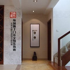 高档立体实物画竖款门厅入户玄关挂画风水镇宅门口过道中式装饰画