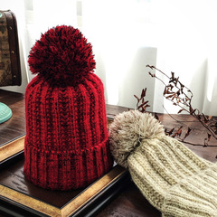 韩国潮女士套头帽毛线帽子女秋季冬天加厚保暖冬季帽子护耳针织帽