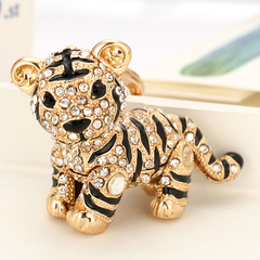韩国创意礼品水钻可爱生肖小老虎汽车钥匙扣女包包挂件钥匙链饰品