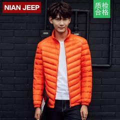 NIANJEEP/吉普盾男士冬季轻薄短款羽绒服 吉普盾青年休闲纯色外套