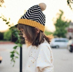 儿童帽子新款2015秋冬条纹套头帽宝宝球球针织帽儿童毛线帽包邮