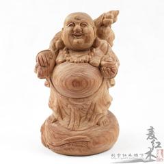 热销红木开心佛摆件花梨木笑佛弥勒佛木雕镇宅麦红木人物风水招财