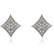 Good Japanese and Korean version genuine earring earrings fashion full diamond square earrings jewelry package mail