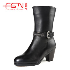 Rich bird MOM and high winter boots with leather boots woman in thick winter boots biker boots ladies boots