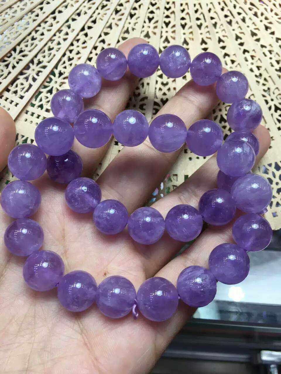 纯天然紫水晶薰衣草手链女饰品首饰81012141618mm梦幻紫晶