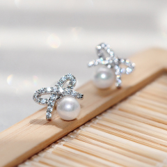 Music for fungus Nail Lady hypoallergenic Korea temperament simple sweet Pearl 925 Tremella ornaments