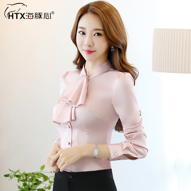 海豚心秋季职业装OL长袖森女衬衫韩版蝴蝶结淑女时尚白色衬衣上|msdalam kategori Butik wanita / wanita, shirt - dari Buy2taobao.com untuk memberikan perkhidmatan ejen Taobao profesional membeli