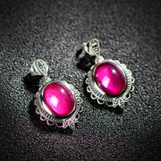 Very simple fashion 925 Silver and Ruby Earrings Ruby earring Thai Thai silver vintage jewelry