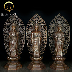 佛香天逸 纯铜佛像西方三圣阿弥陀佛观音菩萨大势至菩萨 佛像摆件