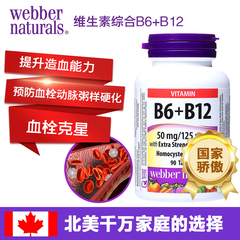 webbernaturals维生素综合B6 B12 50毫克/125微克超浓叶 酸 90粒