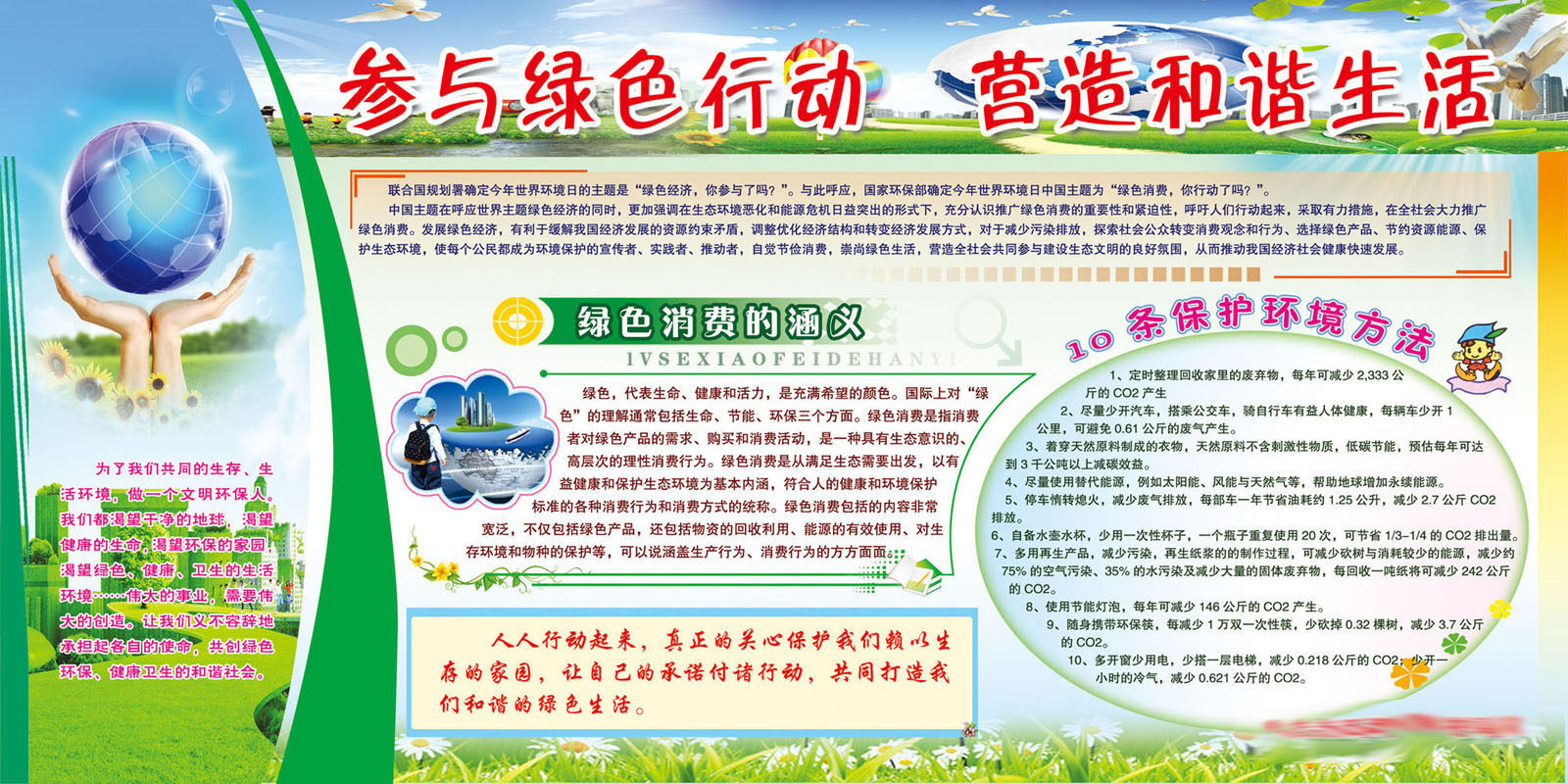 海报印制647素材276参与绿色行动营造生活环保知识