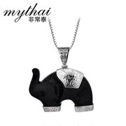Thai Thai yinheiyao stone necklace 925 Silver Pendant the female elephant vintage necklace silver