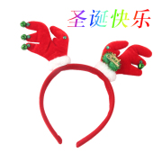 Baojing Christmas decorations ornaments Christmas antler antler headband red small bells headband tiara