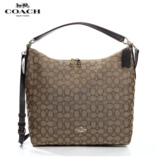 coach黑色月牙包 COACH 蔻馳女士帆佈雙Clogo大號月牙包 手提單肩女包 58327 coach黑色包