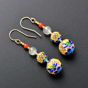 Thai stone fine fashion 925 silver plated color months Europe, wind earring silver cloisonne round beads jewelry