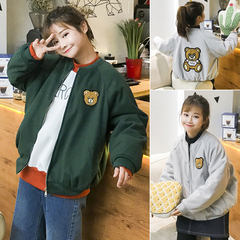 冬装2016新款韩版学院风卡通小熊贴布夹棉毛呢外套女学生短外套潮