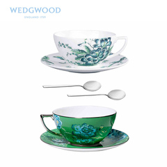 Wedgwood Chinoiserie 中国风绿色 白色2杯2碟2勺 骨瓷茶杯套装