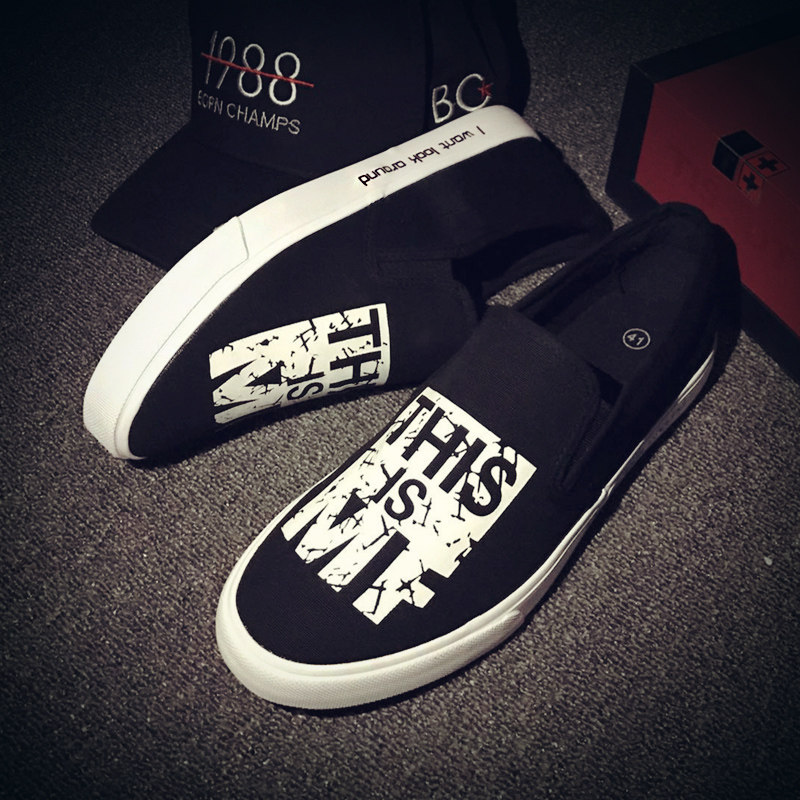 鼕季帆布鞋男士韓版休閑鞋一腳蹬懶人鞋男老北京布鞋學生百搭潮鞋