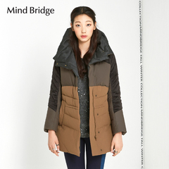 Mind Bridge冬季品韩版宽松防寒高领拼色羽绒服MOJP821A