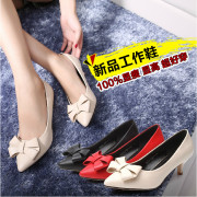 Kang Jiao spring shoes woman bows tipped tooling shoes women's shoes women's shoes autumn and shallow mouth with sweet fine with Korean version