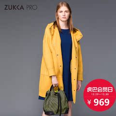 ZUKKA PRO卓卡 2016新款羊毛连帽长款大衣外套2040919201