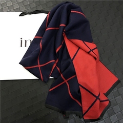 2016秋冬季新款韩版大格子双面羊绒大披肩围巾两用加厚保暖围脖女
