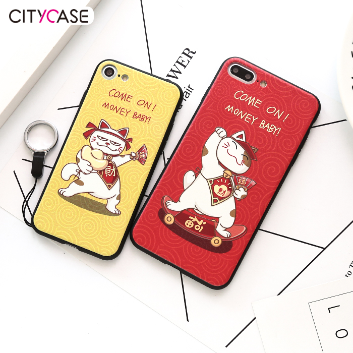 citycase iphone7plus手机壳招财猫苹果7个性创意七潮男女款红色产品展示图2