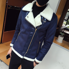 冬季新款青年韩版修身棉衣外套男士羊毛内胆加厚保暖棉服时尚外套