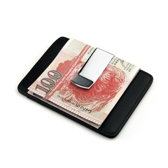 TROIKA正品简约超薄钱包男女 信用卡夹真皮钱夹零钱包 金属钞票夹