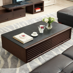 火烧石茶几电视柜组合实木大理石茶桌现代简约小户型客厅家具套装
