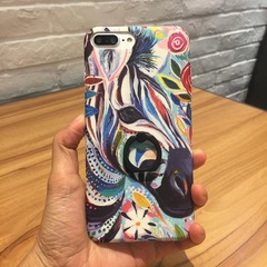 新款苹果6手机壳个性斑马动物油画iphone7plus保护套指环支架情侣