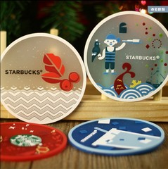 星巴克咖啡水杯垫 隔热加厚防滑硅胶茶杯垫 圣诞樱花垫