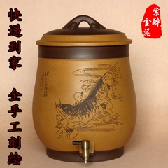 特价热销 宜兴大号紫砂水缸 茶水缸酒缸储水罐 送麦饭石 代代有余