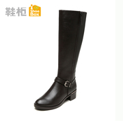 Shoe/shoebox2015 new Europe and the simple casual boots with round head thick with side zip boots