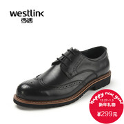 Westlink/West fall 2015 new real leather strap with round head business Brock leisure men shoes
