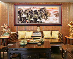 紫气东来木刻现代装饰画客厅卧室墙画床头餐厅挂画中式有框壁画